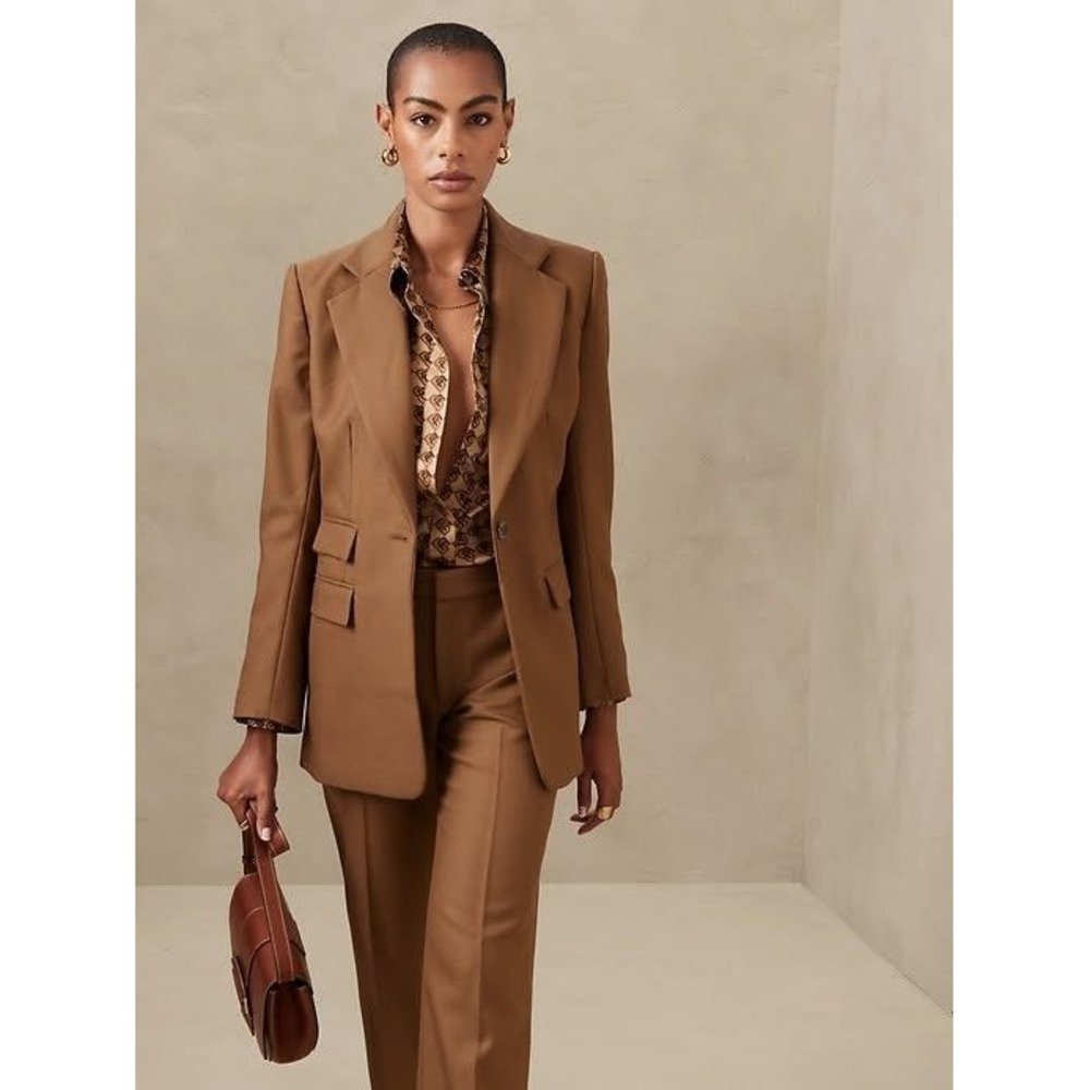 Banana Republic Blazer Women 6 Brown 100% Wool Single Button Tailored Jacket